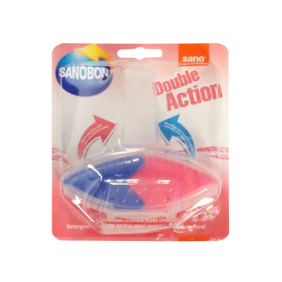 Odorizant solid pentru vasul toaletei Sano Bon Double Action Pink, 55 g 